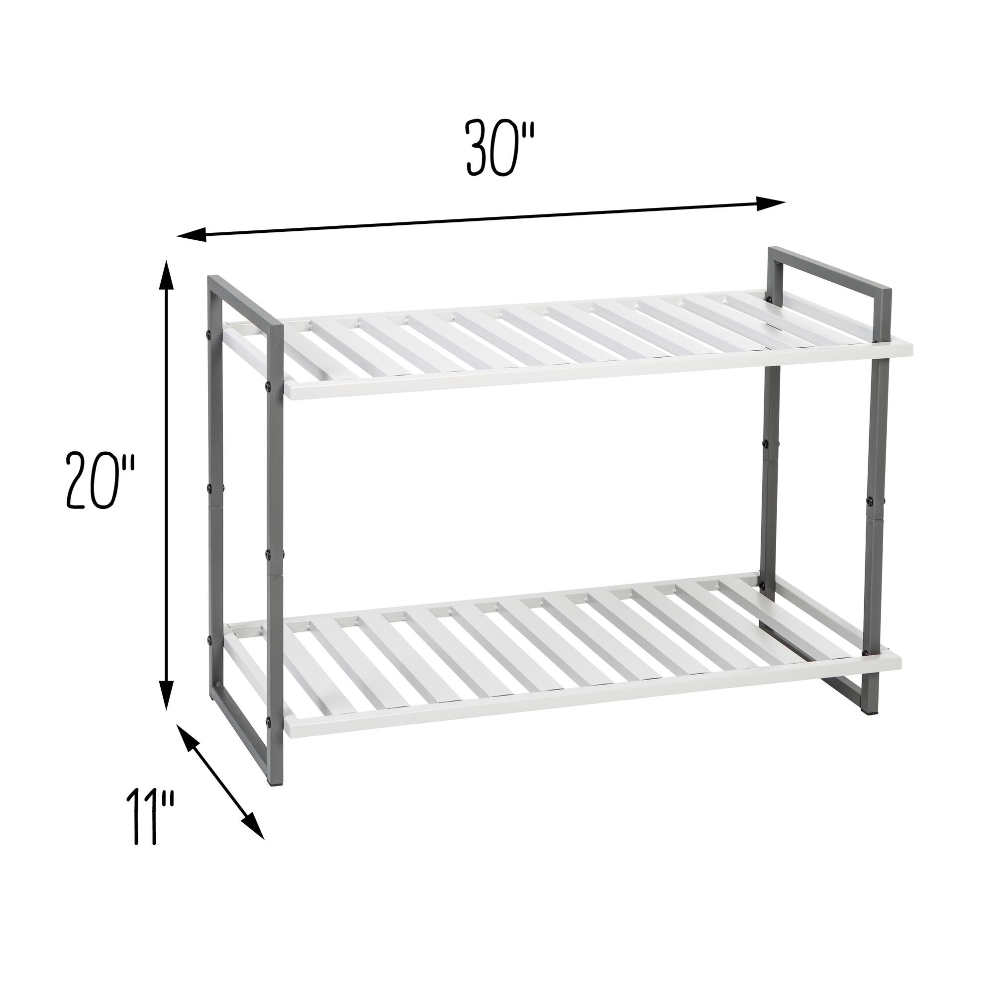 Honey Can Do Gray 2-Tier Tubular Shoe Rack